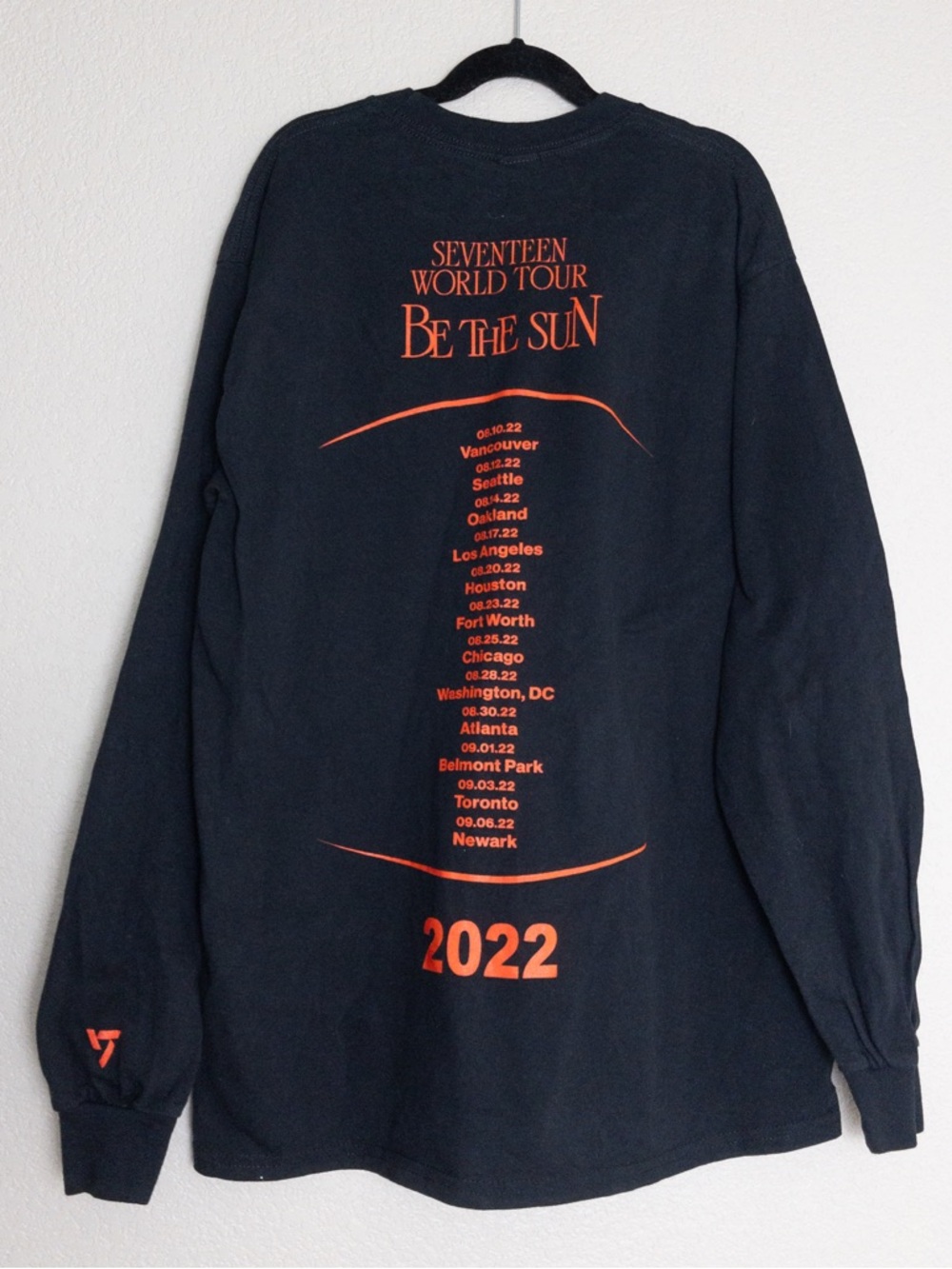 NEW Seventeen Be The Sun World Tour Long Sleeve Tshirt M Black Merch Kpop 2022